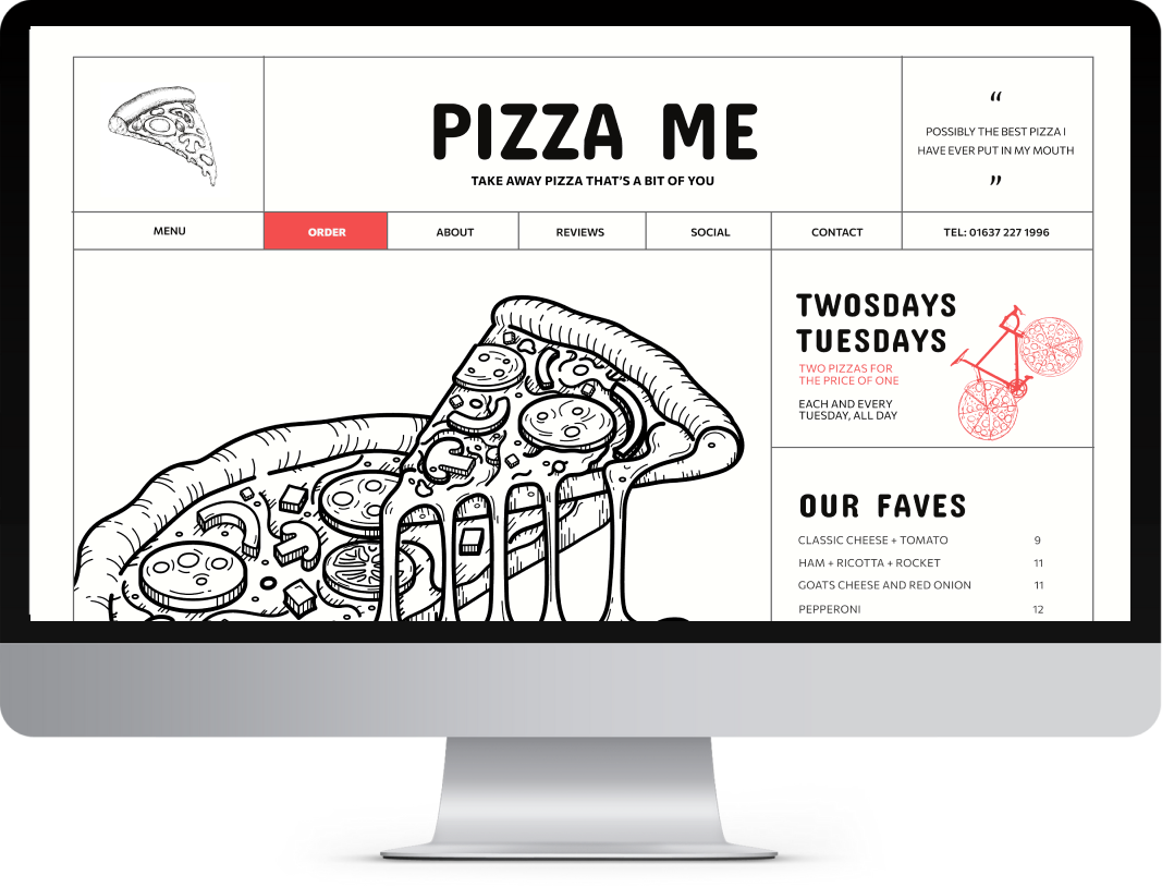 pizza me website design
